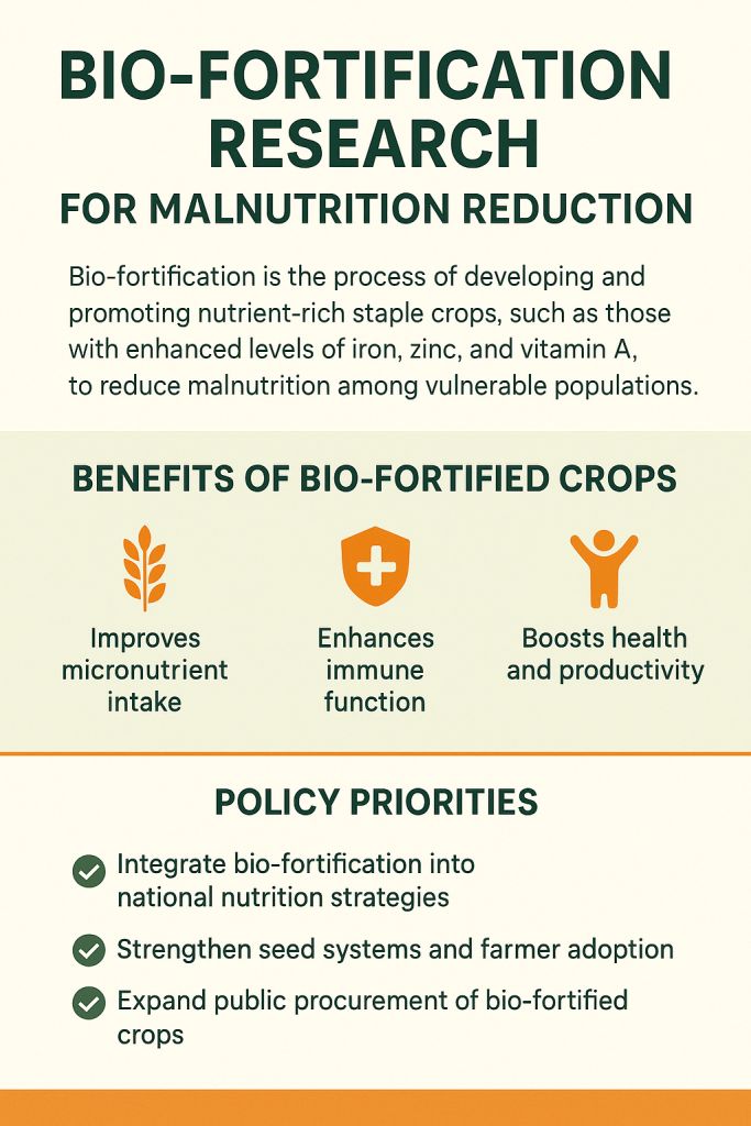 Bio-fortification research for malnutrition reduction