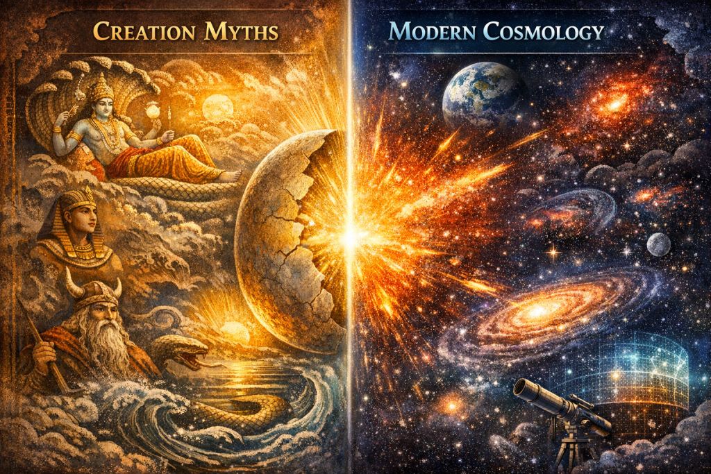 Comparative study of creation myths and modern cosmology