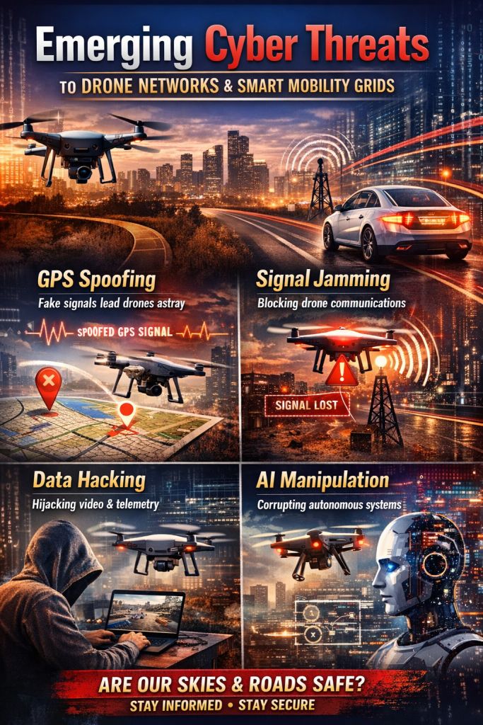 Emerging cyber threats to drone networks and smart mobility grids