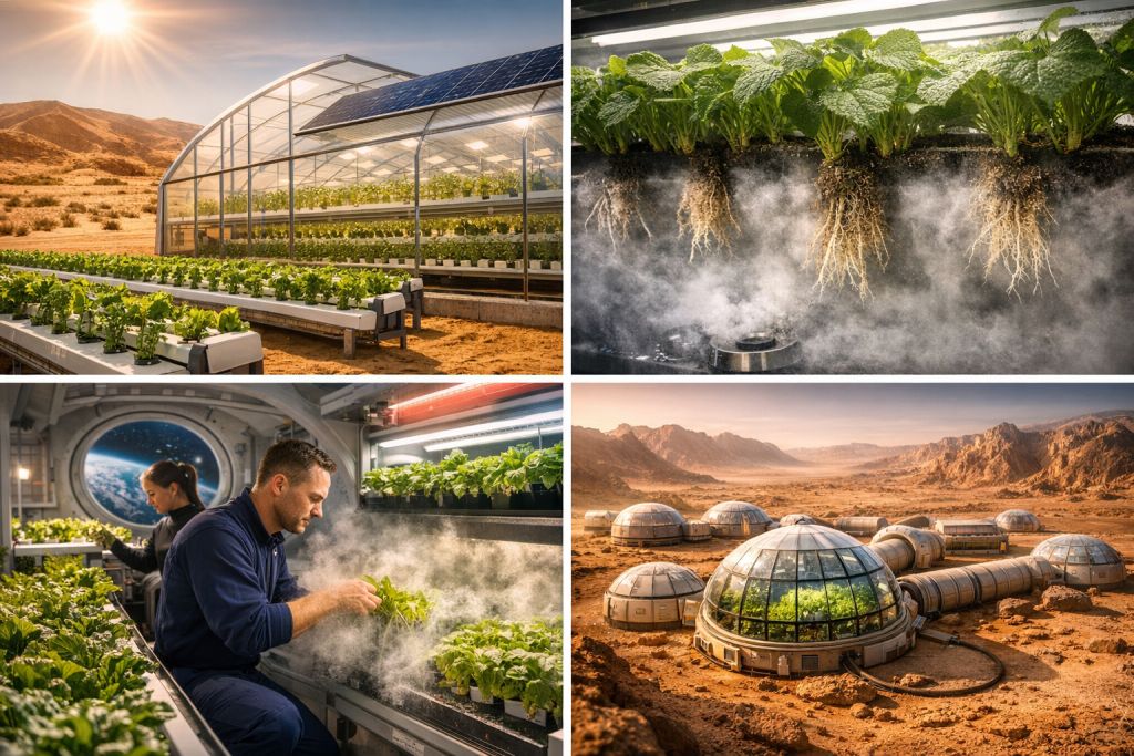 Waterless Hydroponics and Fogponics for Extreme Climate Agriculture