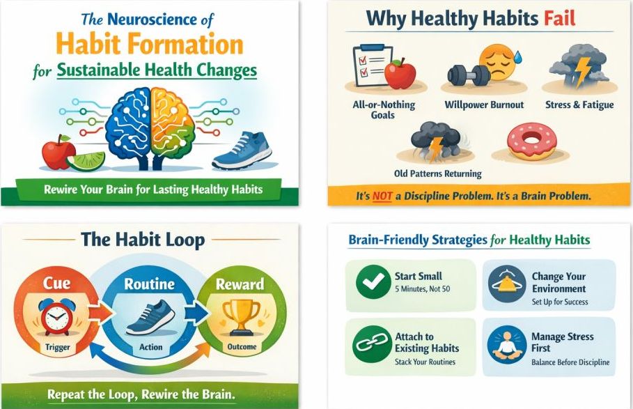 Neuroscience of habit formation for sustainable health changes